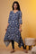 Blue Floral Printed Asymmetrical Kurta and Leggings Set
