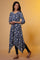 Blue Floral Printed Asymmetrical Kurta and Leggings Set