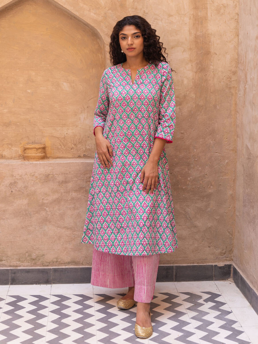 Varuni Hand Block Printed Cotton Kurta