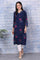 Blue Floral Printed Rayon Straight Kurta