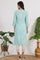 Blue Embroidered Rayon Straight Festive Kurta