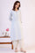 Blue Solid A-Line Pure Cotton Kurta