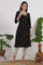 Black Bandhani Printed Pure Cotton Straight Kurta