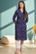 Blue Bold Floral Printed Cotton Cambric Straight Kurta
