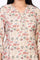 Beige Floral Print Straight Muslin Shimmer Kurta