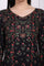 Black Floral Printed Embroidered Straight Kurta