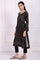 Black Floral Printed Embroidered Straight Kurta
