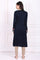 Navy Blue Embroidered A-Line Acrylic Winter Kurta