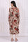 Red Floral Printed A-Line Kurta