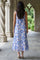 Blue Floral Printed Sleeveless Chiffon A-line Dress