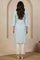 Blue Yarn Dyed Chikankari Embroidered Straight Kurta
