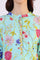 Blue Floral Printed Tunic with Floral Thread Embroidery