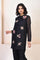 Black Embroidered Floral Thread Work Straight Kota Tunic