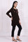 Brown Embroidered Straight Acrylic Tunic