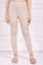 Beige Solid Acrylic Winter Legging