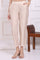 Beige Solid Rayon Straight Pants