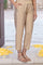 Beige Solid Cropped Rayon Straight Pant