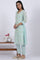 Blue Embroidered Lace Pure Cotton Straight Kurta & Straight Pant Set