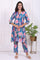 Blue Floral Printed Modal Straight Kurta
