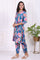 Blue Floral Printed Modal Straight Kurta