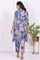 Blue Floral Printed Modal Straight Kurta