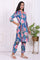 Blue Floral Printed Modal Straight Kurta
