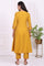 Yellow Embroidered Flared Kurta