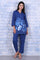 Blue Floral Printed Beads Rayon Flax Straight Kurta And Straight Pant Set