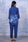 Blue Floral Printed Beads Rayon Flax Straight Kurta And Straight Pant Set