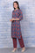 Blue Printed Modal Straight Kurta, Pants and Dupatta Set