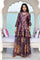 Charcoal Floral Print Beaded Flared Satin Kurta with Culotte and Dupatta Set
