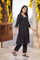 Black Embroidered A-Line Kurta with Straight Pant and Dupatta Set