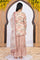 Beige Floral Embellished Peplum Chiffon Kurta with Sharara and Dupatta Set