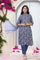 Blue Floral Printed Straight Kurta with Straight Pant and Dupatta Set
