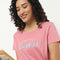 Text Print Crew Neck Loungewear T-Shirt