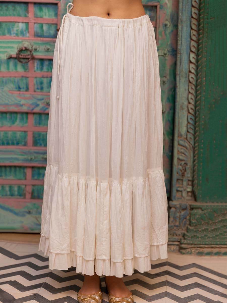 White Crinkled Skirt
