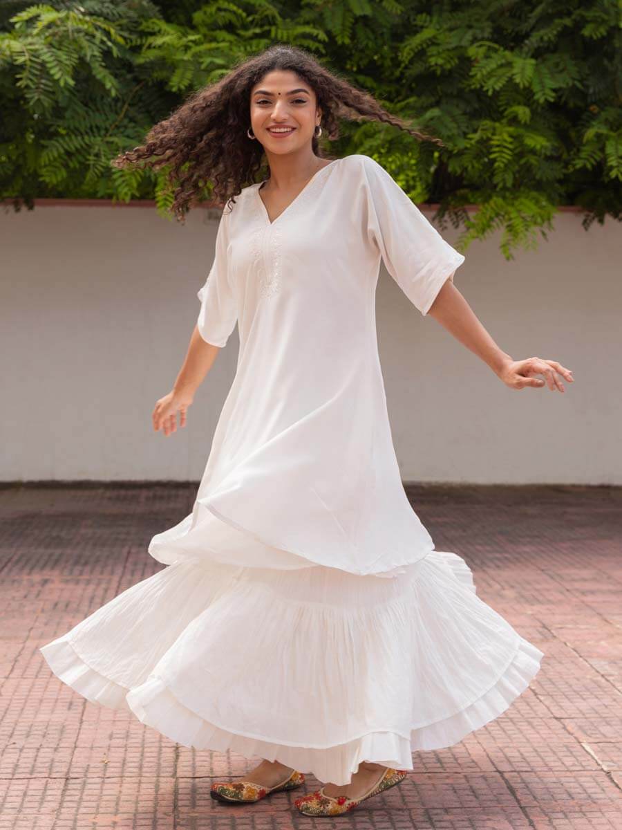White Embroidered Kurta