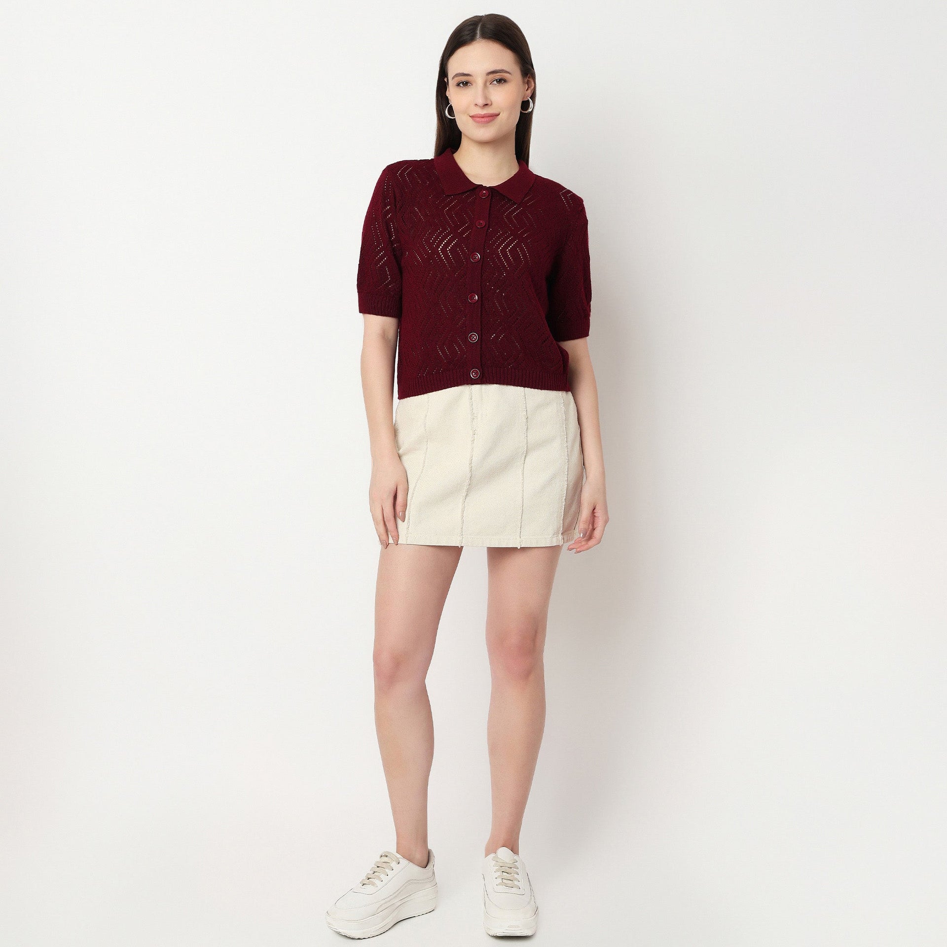 Chevron Pattern Flatknit Top