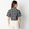 Boxy Fit Checkered Short Sleeve Crop Shirt With Front Lace Tying