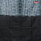 Bamboo silk saree greyish blue shade and black with allover tie & dye prints & thread buttas in borderless style