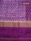 Pochampally silk saree blue and purple with allover ikat butta weaves and long zari woven ikat style border