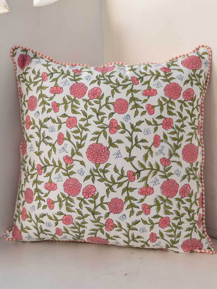 Zeniya Block Printed Cotton Cushion Cover - 16 Inch