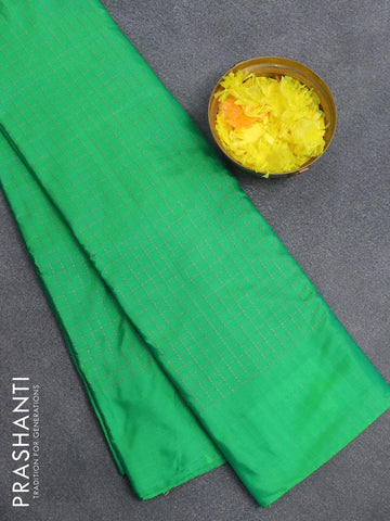 Arani semi silk saree green with allover checked pattern in borderless style