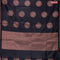 Banarasi cotton saree black with copper zari woven buttas and piping border