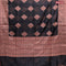 Banarasi cotton saree black with copper zari woven buttas and piping border