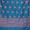 Banarasi cotton saree cs blue with copper zari woven geometric buttas and piping border