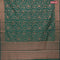 Banarasi cotton saree green with allover copper zari woven floral weaves and zari woven border