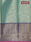 Banarasi kora saree teal green and pink with allover zari weaves and zari woven border