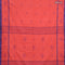 Bengal soft cotton saree red shade and blue with thread woven buttas and simple border