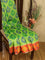 Bhagalpuri saree green and blue with allover ikat prints and simple zari border - TFR5990